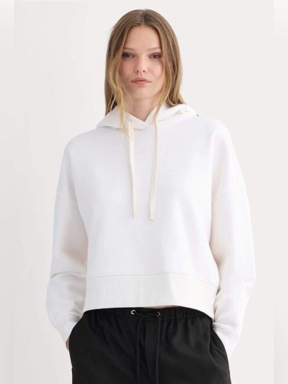 New Everlane CROPPED LUXE FLEECE HOODIE Bone Size M